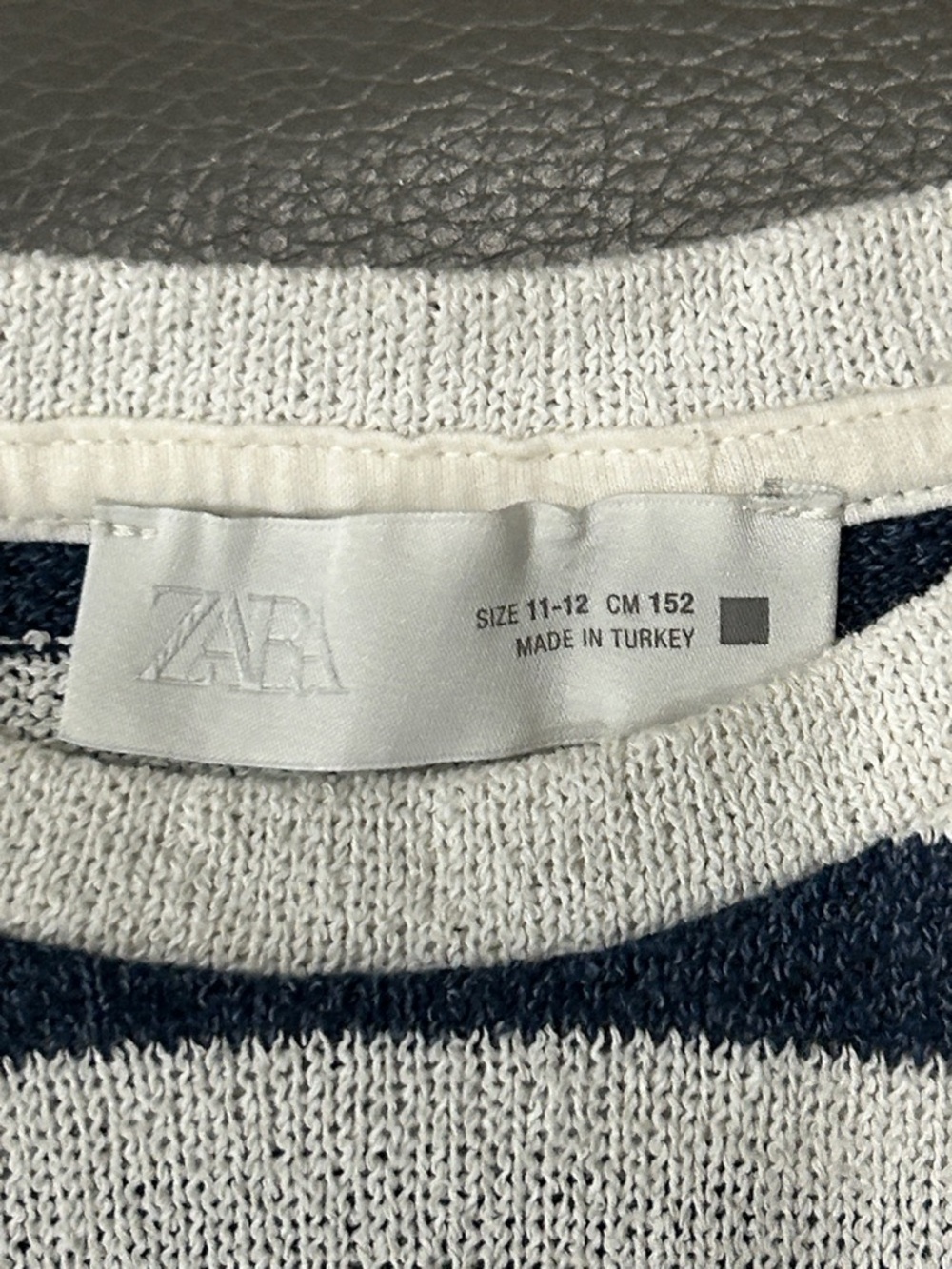 Zara Girls Short Sleeve Stripe Tee - Navy and White size 11/12 - Picture 2 of 7
